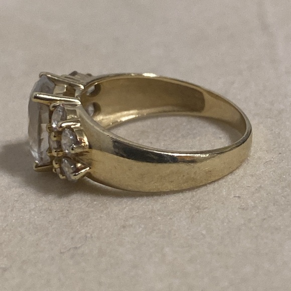 14K Yellow Gold Large CZ Ring - Picture 4 of 16